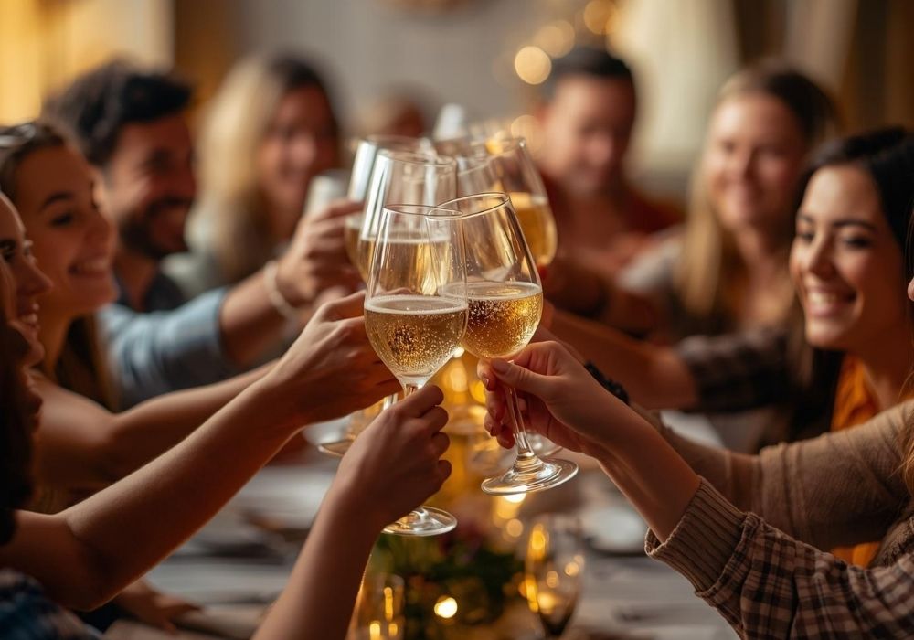 Anstoßen mit bester alkoholfreier Wein